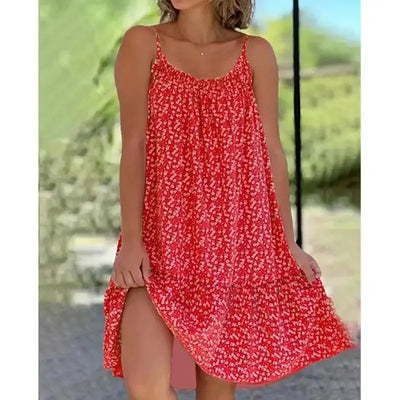 Sexy Floral Print Women's Dress Suspender A-Line Ruffled Dress Loose Casual Beach Dress Club Party Outfits For Ladies