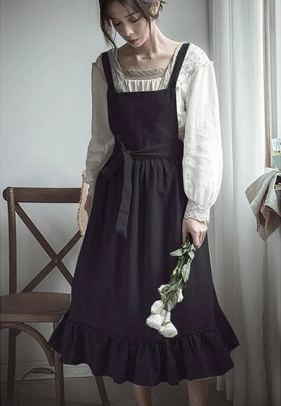 New florist Literary artist Retro Medieval Cotton Linen  Aprons For Woman Dress Flower Shop Smock Hairdresser Garden Overal