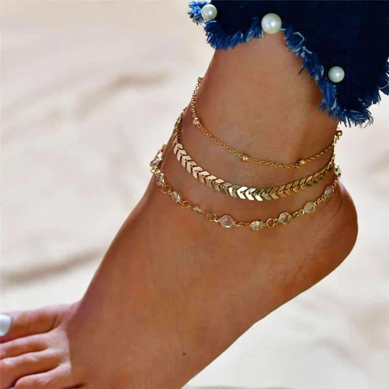 Bohemian Snake Summer Anklets For Women Ankle Bracelet Set On Leg Chain Femme Barefoot Jewelry Beach Accessories Mujer