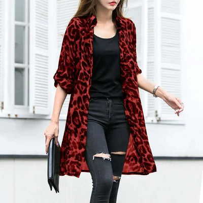 Fashion Leopard Print Cardigans Women's Summer Cover-Up Blouses ZANZEA 2025 Casual Long Kimono Cape Female Lapel Tunic Chemise