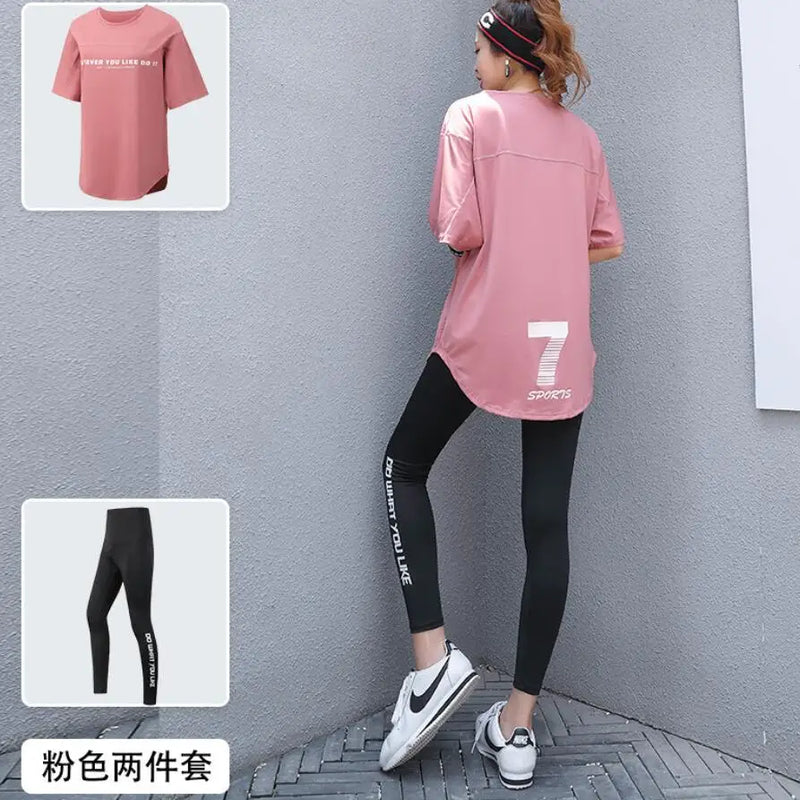 Plus Size Women Yoga Sets Loose T Shirt+Bra+Leggings Fitness Gym Suits Breathable Sports Running Clothing Tracksuit