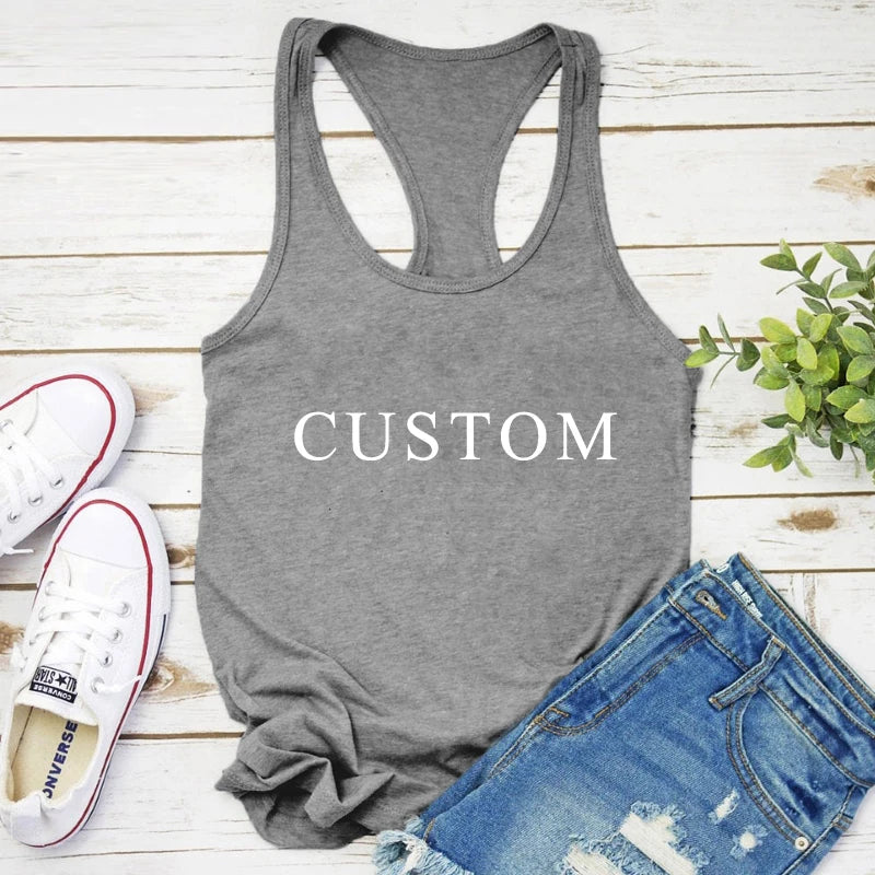 Vest CUSTOM Tank casual Women Sleeveless Raceback Tops