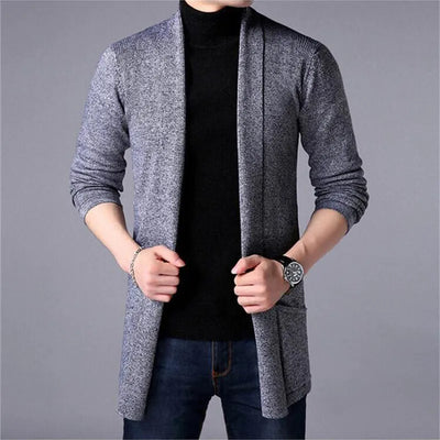 Sweater Coats Men New Fashion 2024 Autumn Men's Slim Long Solid Color Knitted Jacket Fashion Men's Casual Sweater Cardigan Coats