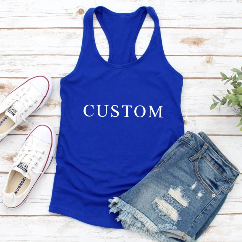 Vest CUSTOM Tank casual Women Sleeveless Raceback Tops