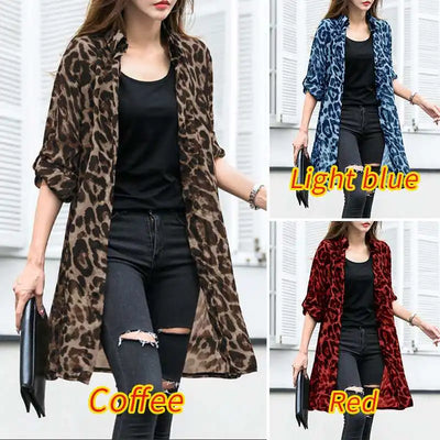 Fashion Leopard Print Cardigans Women's Summer Cover-Up Blouses ZANZEA 2025 Casual Long Kimono Cape Female Lapel Tunic Chemise