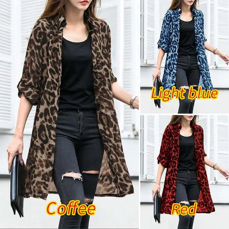 Fashion Leopard Print Cardigans Women&