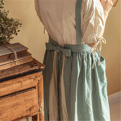 New florist Literary artist Retro Medieval Cotton Linen  Aprons For Woman Dress Flower Shop Smock Hairdresser Garden Overal