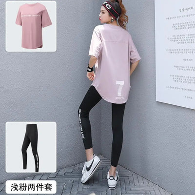 Plus Size Women Yoga Sets Loose T Shirt+Bra+Leggings Fitness Gym Suits Breathable Sports Running Clothing Tracksuit