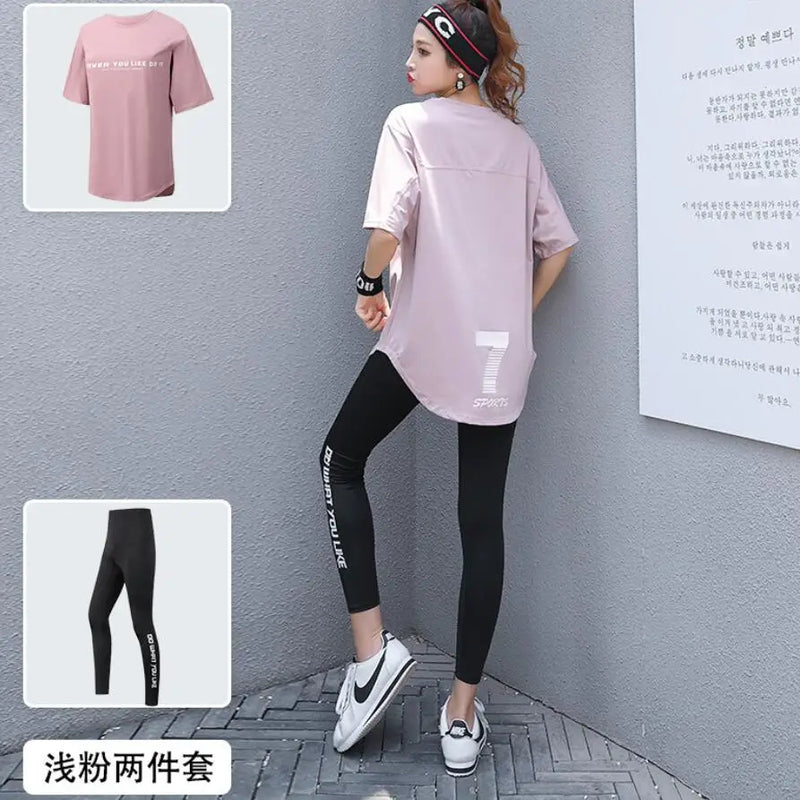 Plus Size Women Yoga Sets Loose T Shirt+Bra+Leggings Fitness Gym Suits Breathable Sports Running Clothing Tracksuit