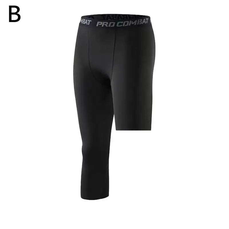 Men One Leg Compression Tights Pants Stretch Athletic Basketball Base Layer Tights Sport Running Trousers Fitness Training