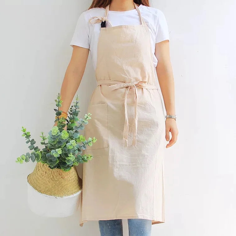 Breathable Cotton Apron for Women Oversized Flower Coffee Shop Apron Lightweight Kitchen Apron Hairdresser Bib Garden Overaller