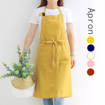 Breathable Cotton Apron for Women Oversized Flower Coffee Shop Apron Lightweight Kitchen Apron Hairdresser Bib Garden Overaller