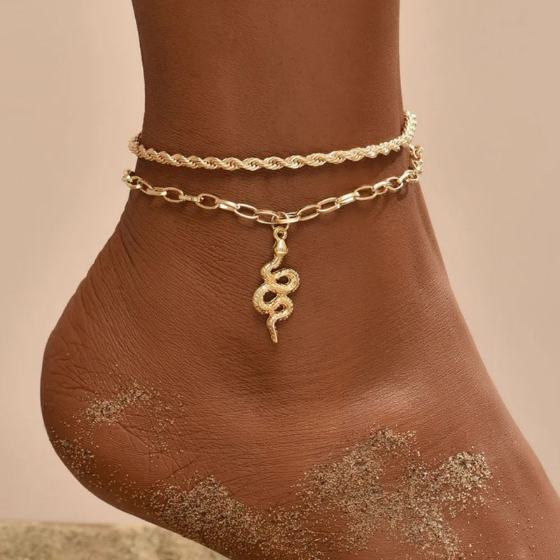 Bohemian Snake Summer Anklets For Women Ankle Bracelet Set On Leg Chain Femme Barefoot Jewelry Beach Accessories Mujer