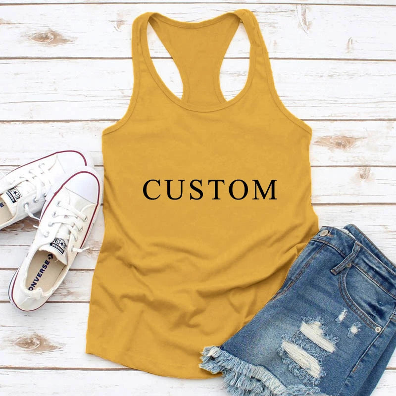 Vest CUSTOM Tank casual Women Sleeveless Raceback Tops