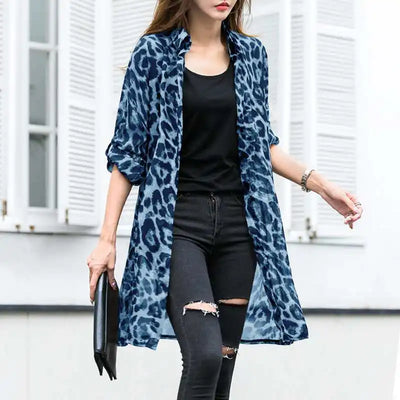 Fashion Leopard Print Cardigans Women's Summer Cover-Up Blouses ZANZEA 2025 Casual Long Kimono Cape Female Lapel Tunic Chemise