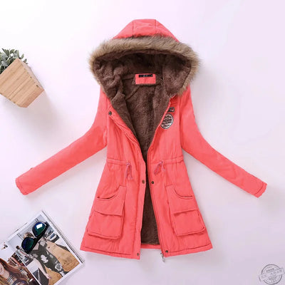 Hooded Wadded Coat Slim Parka Cotton-Padded Jacket Overcoat Winter Women Jacket Medium-Long Thicken Outwear