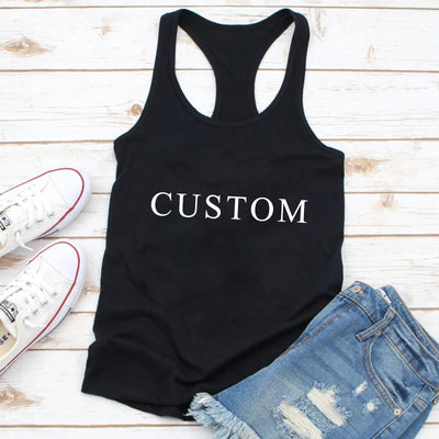 Vest CUSTOM Tank casual Women Sleeveless Raceback Tops