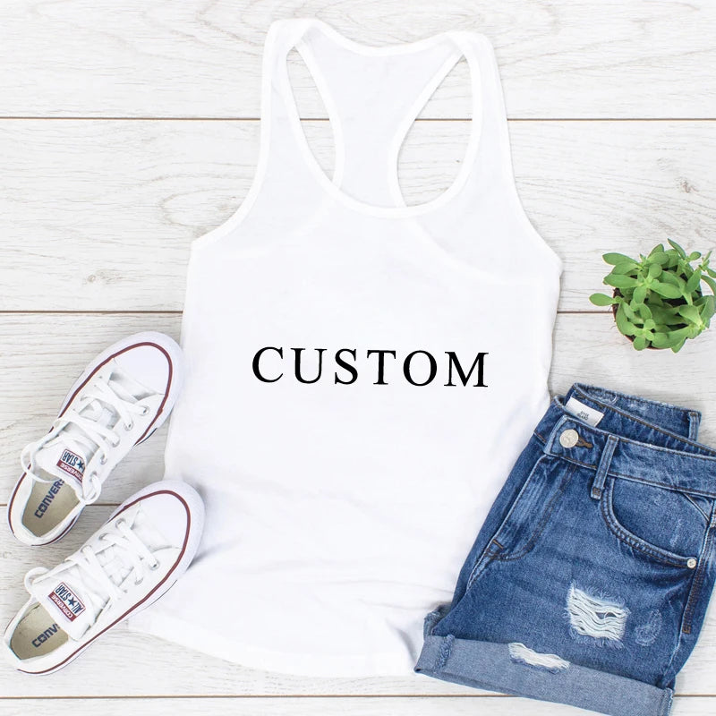 Vest CUSTOM Tank casual Women Sleeveless Raceback Tops