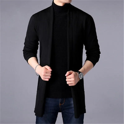 Sweater Coats Men New Fashion 2024 Autumn Men's Slim Long Solid Color Knitted Jacket Fashion Men's Casual Sweater Cardigan Coats