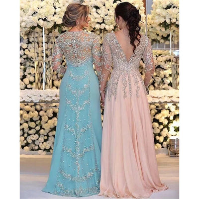 Elegant Luxury Mother Of The Bride Dresses 2021 Crystals Beading Two Styles Chiffon Plus Size Wedding Party Gowns Evening Dress