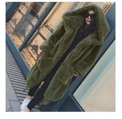 Oversized Winter Faux Fur Coat Women Parka Long Warm Faux Fur Jacket Coats Hoodies Loose Winter Coat Outwear Casaco Feminino