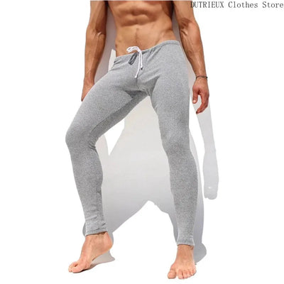 Soft and Comfortable Small Foot Pants Autumn & Winter New Men's Casual Elastic Knitted Pants Mens Slim-fit Elastic Fitness Pants