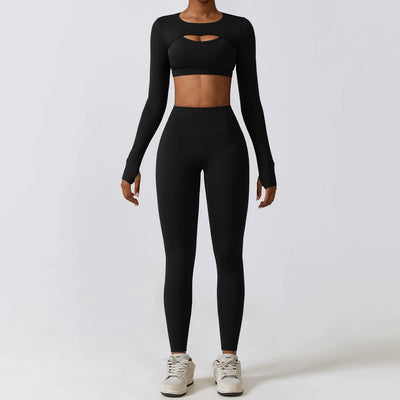 Women 2/3pcs Workout Outfits Yoga Sets Sportswear Gym Workout Clothing Tracksuit High Waist Leggings and Stretch Sports Bra