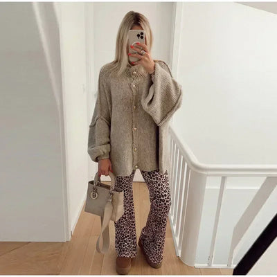 Casual Cardigan Women Sweater Loose Single Breasted O-neck Fashion Sweaters 2024 Autumn Office Female All-match Top Coat