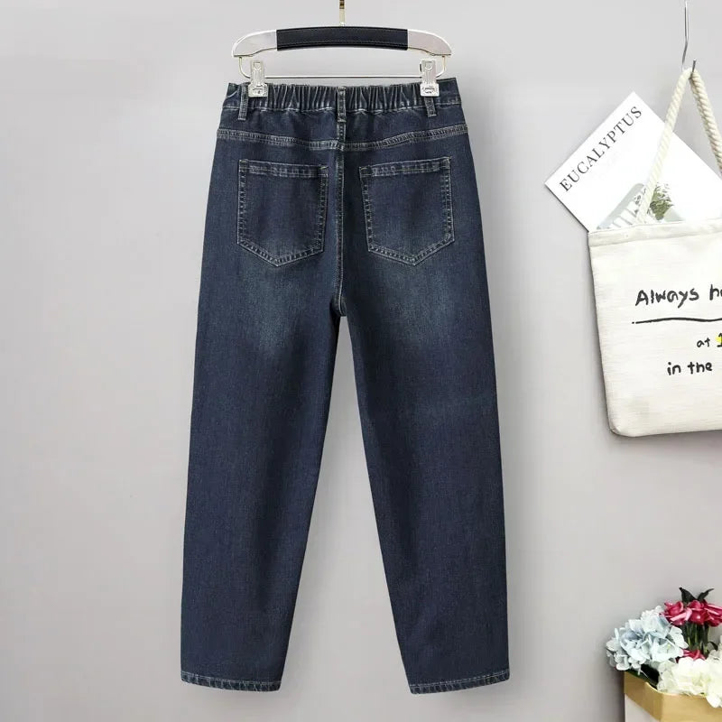 XL-6XL Large Size Jeans Women High Waisted Baggy Jeans Woman Loose Denim Harem Pants Mom Jeans Spring Women Clothing