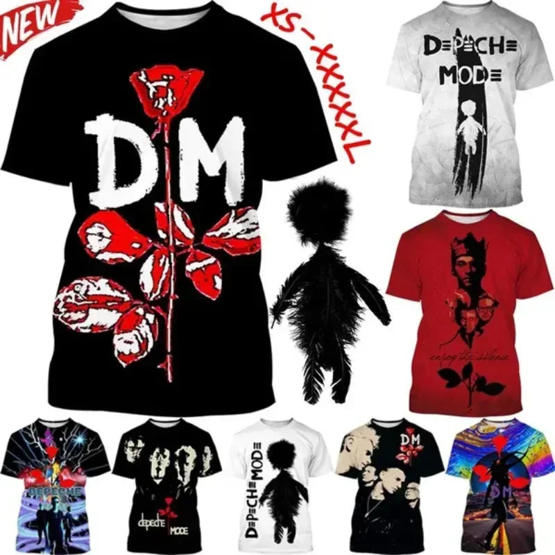 New Punk Depeche-Mode Band 3D Print T-shirt Men Clothing Personality Fashion Harajuku Street Round Neck Short Sleeve Tops