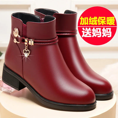 Soft Leather Women's Boots 2023 Spring Winter Thick Wool Lined Genuine Leather Woman Snow Boots Women Shoes Platform Boots