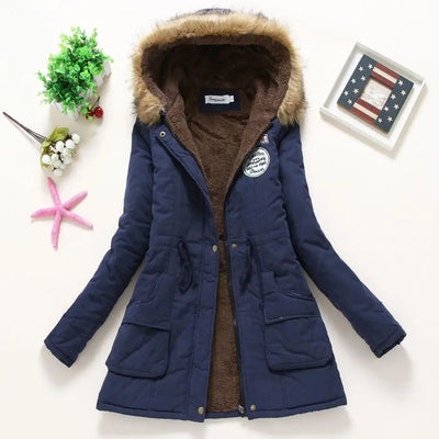 Hooded Wadded Coat Slim Parka Cotton-Padded Jacket Overcoat Winter Women Jacket Medium-Long Thicken Outwear