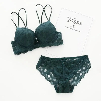 Japanese Style Lingerie Set Comfort Underwear Lace Thin Screw Thread Push Up Bra Set beauty back Big Size Women Bra Panties Set