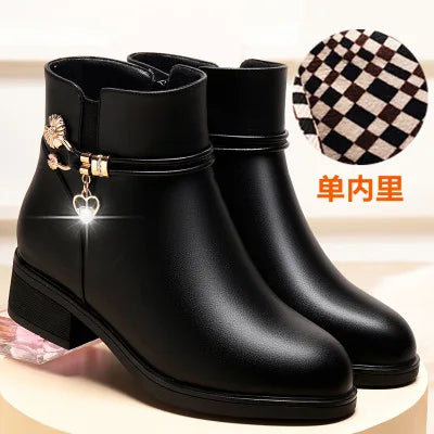 Soft Leather Women's Boots 2023 Spring Winter Thick Wool Lined Genuine Leather Woman Snow Boots Women Shoes Platform Boots