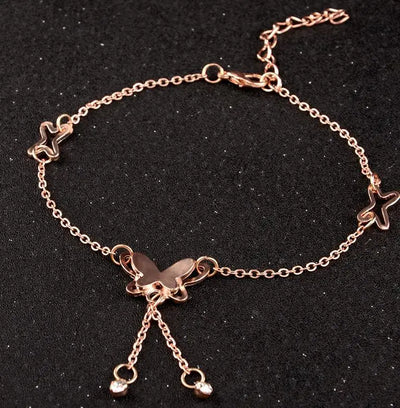New Personalized Butterfly Pendant Anklet Summer Beach Leg Chain Handcrafted Anklet Gold And Silver Headwear Wholesale And Retai