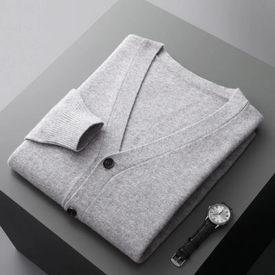 100% merino wool men's cardigan cashmere sweater autumn and winter new knitted coat solid color long sleeve high quality coat