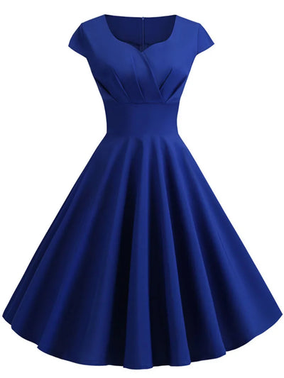 Pink Summer Dress Women V Neck Vintage Robe Elegant Retro pin up Party Office Midi Dresses