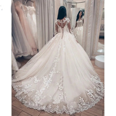 Vestidos Women Elegant Summer Long Sleeve Dresses Wedding Dresses Luxury Lace Ball Gown Fromal Dress For Girls 2024 New