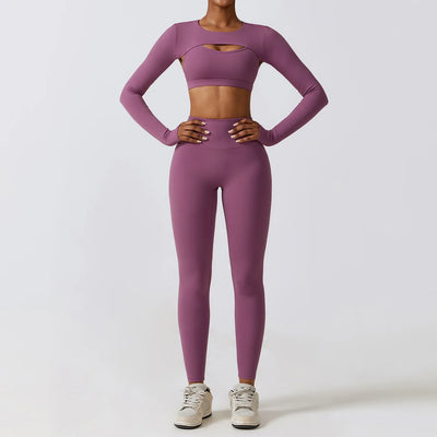 Women 2/3pcs Workout Outfits Yoga Sets Sportswear Gym Workout Clothing Tracksuit High Waist Leggings and Stretch Sports Bra