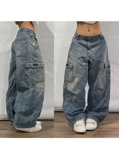 Highquality New Explosion Jeans Female Y2K American Harajuku Retro Washed Loose Street Casual High Waist Pants for Men and Women