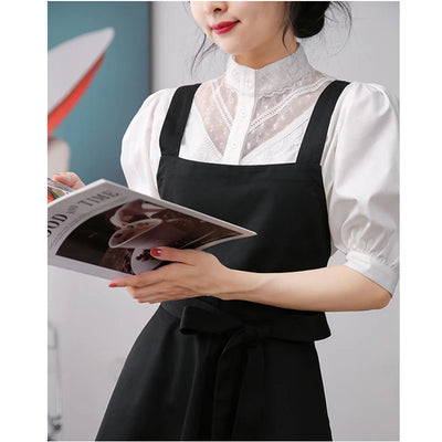 Household Restaurant Kitchen Florist Apron Dress Women With Pocket Beauty Service Work Overalls Gardening Coffee Baking Pinafore