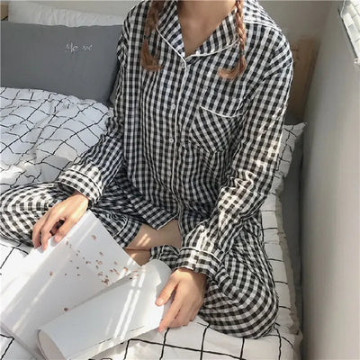 Women's Pajamas Set V-Neck Button down Top and Trousers Sleepwear Homewear Casual Nightwear Loungewear Autumn Winter Two-Piece