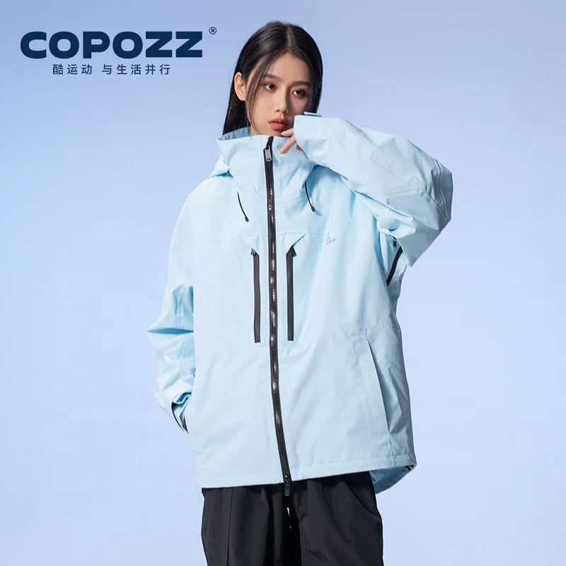 COPOZZ Thicken 3L Ski Jacket Men Women Windproof Waterproof Winter Ski Coat Ski Wear Solid Color Hooded Warm Snowboard Ski Suit