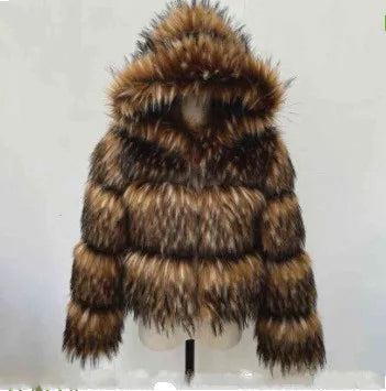 Women's Fashion faux fur coat super hot Autumn Winter women short Faux fox fur fluffy jacket high quality 7xl Ladies furry coats