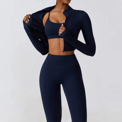 Women 2/3pcs Workout Outfits Yoga Sets Sportswear Gym Workout Clothing Tracksuit High Waist Leggings and Stretch Sports Bra