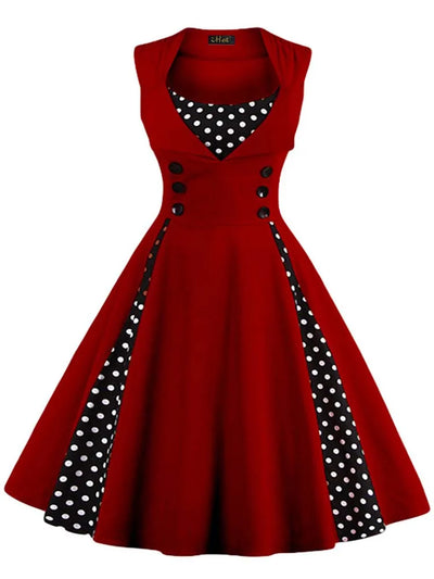 S-5XL Women Robe Retro Vintage Dress 50s 60s Rockabilly Dot Swing Pin Up Summer Party Dresses Elegant Tunic Vestidos Casual