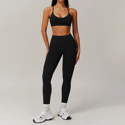 Yoga Set 2PCS Gym Clothes Sportswear Yoga Suit Women Fitness Set Tracksuits Sports Bra Gym Leggings Zipper Jacket Athletic Wear