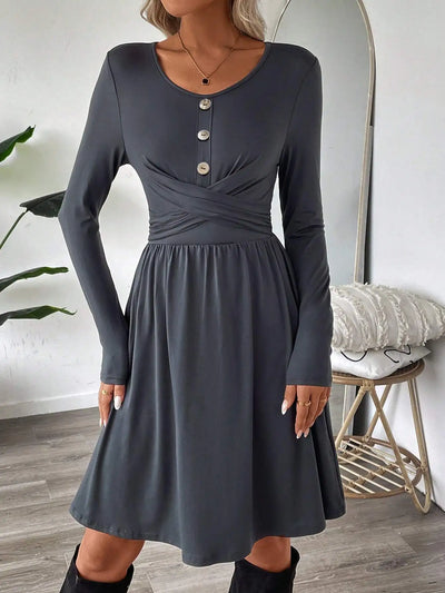 Women Versatile Commuting Style Dress Simple Design Fashionable High Waist Midi Skirt