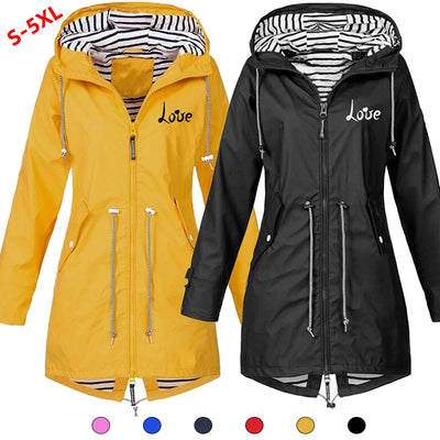 2023 New Women's Windproof Waterproof Jacket Outdoor Climbing Long Sleeve Hooded Coat Fashion Windbreaker Raincoat (S-5XL)