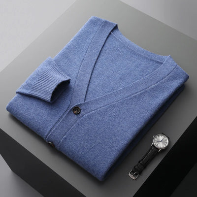 100% merino wool men's cardigan cashmere sweater autumn and winter new knitted coat solid color long sleeve high quality coat